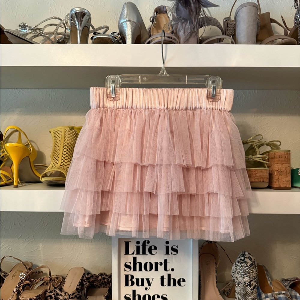 Vintage Forever 21 Pale Pink Tiered Tulle Mini Skirt